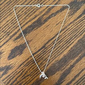 EUC Sterling Silver Dolphin Pendant Necklace
